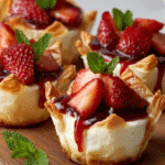 Bouchées de Cheesecake à la Fraise dans des Wontons