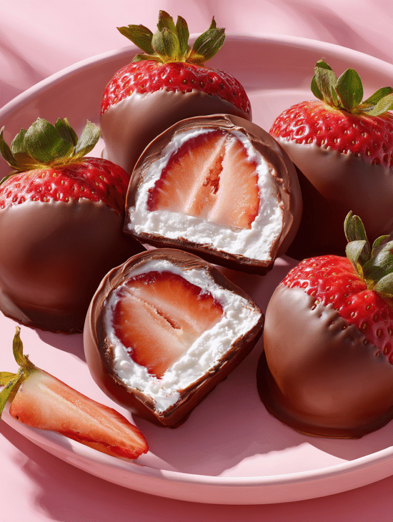 Bouchées de Fraises au Yaourt et Chocolat