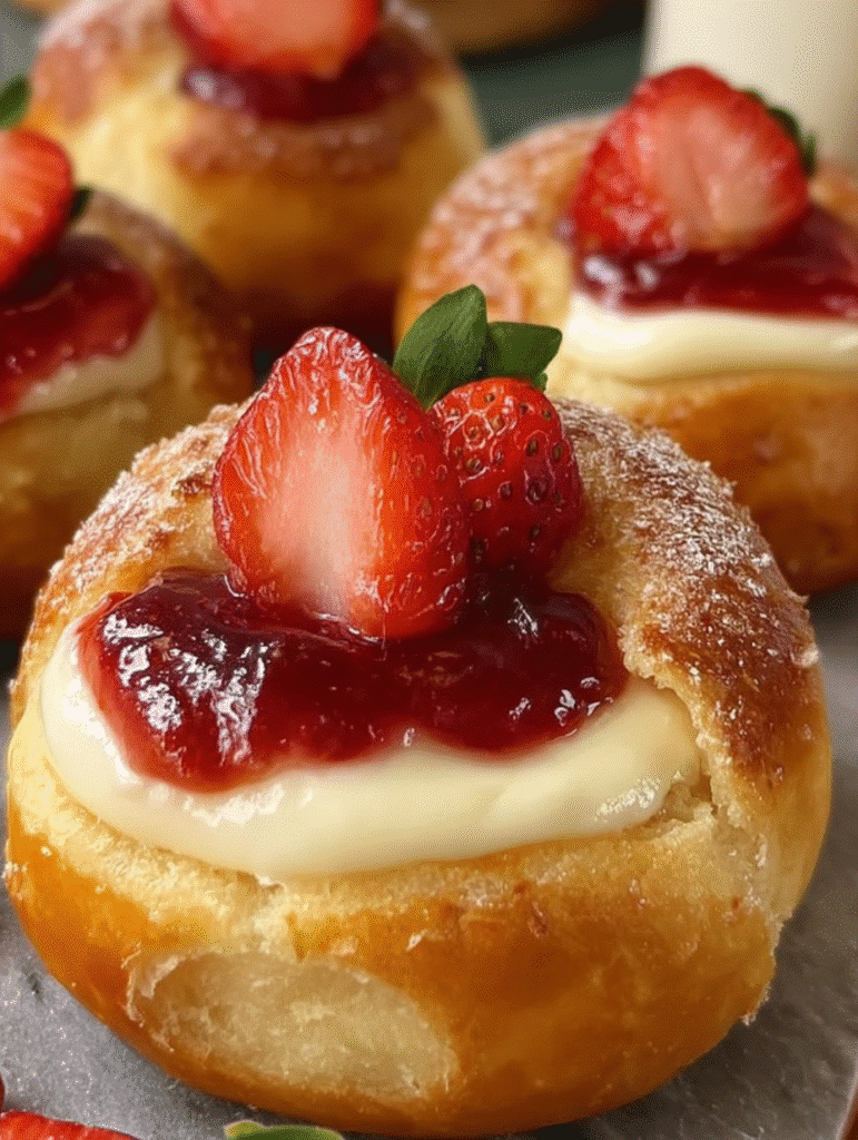Brioches Farcies au Cheesecake et aux Fraises
