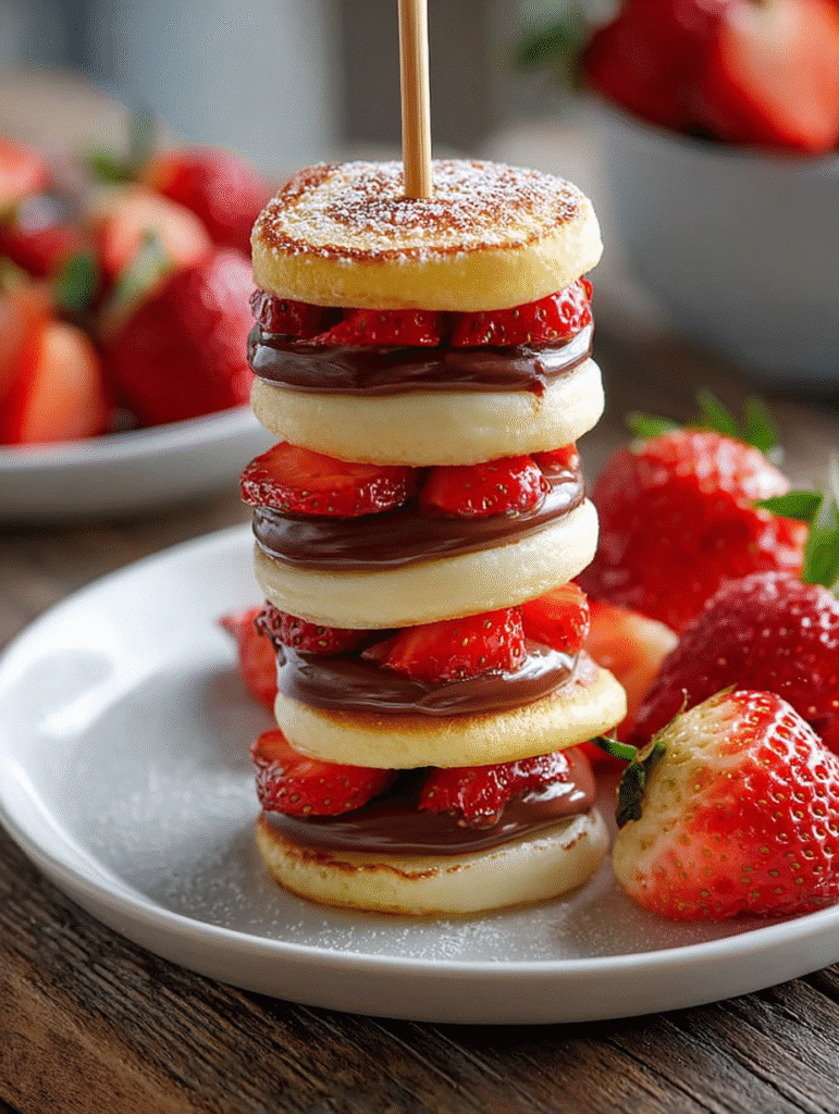 Brochettes de Mini-Pancakes à la Fraise et au Nutella