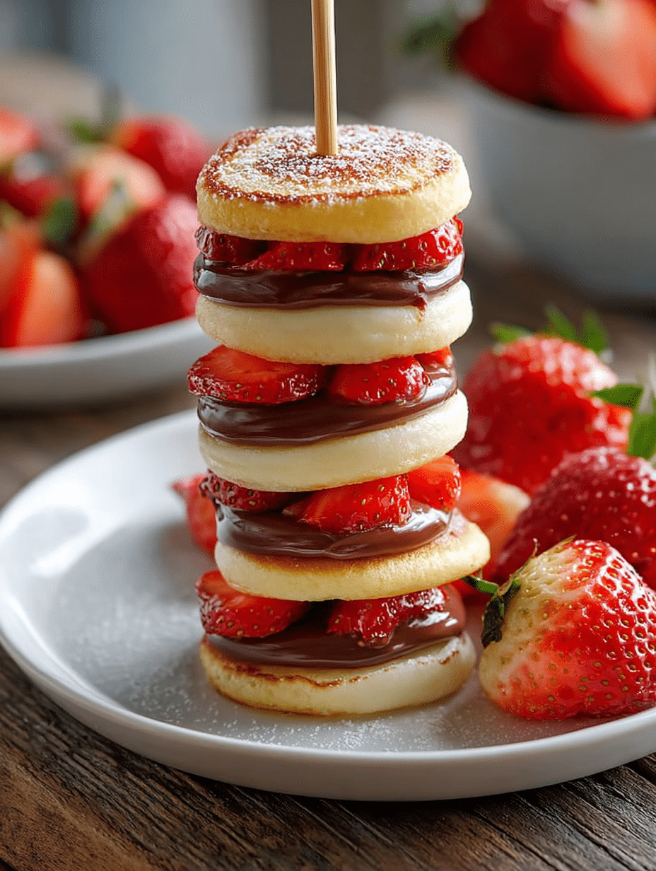 Brochettes de Mini-Pancakes à la Fraise et au Nutella
