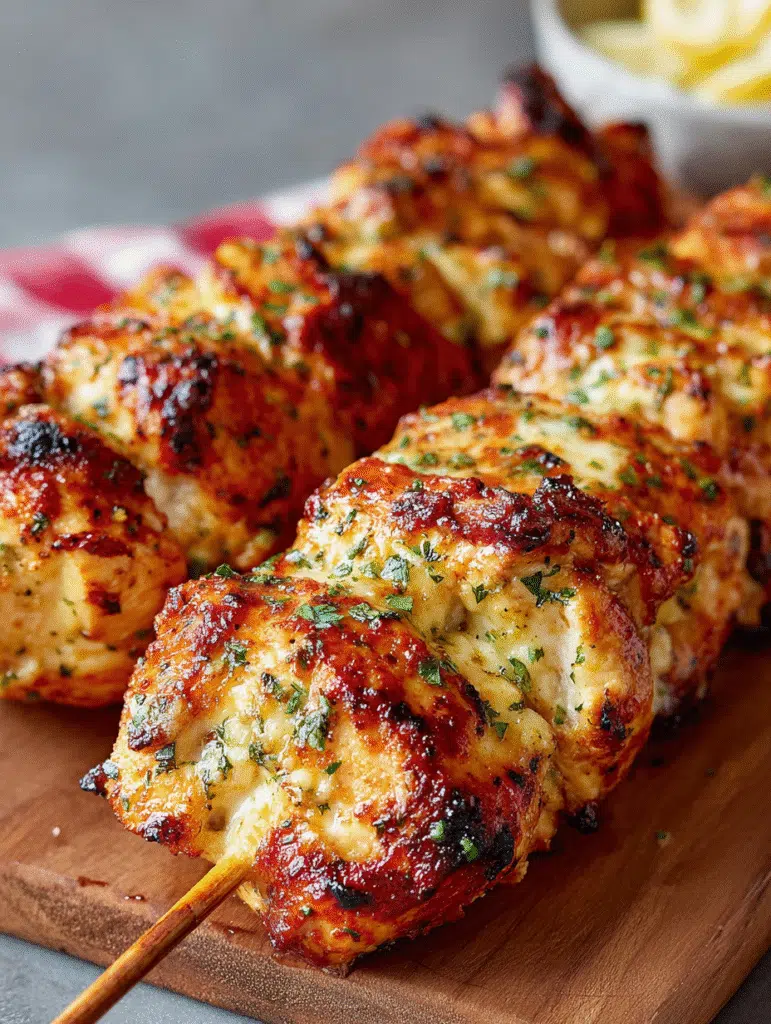 Brochettes de Poulet Grillé à l’Ail et au Parmesan