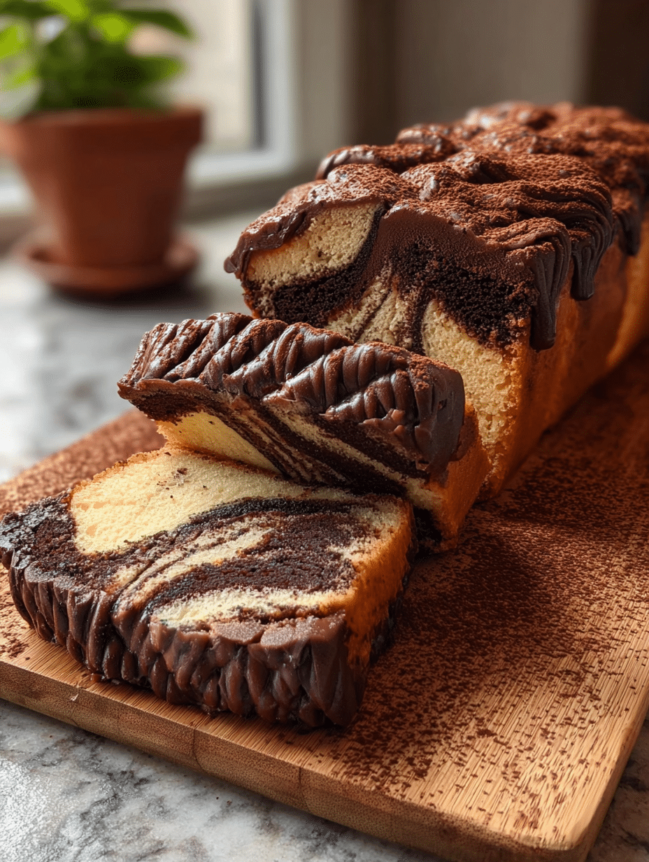 Cake Marbré au Chocolat avec Glaçage Cacao