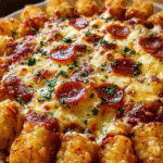 Casserole de Tater Tots Façon Pizza Pepperoni