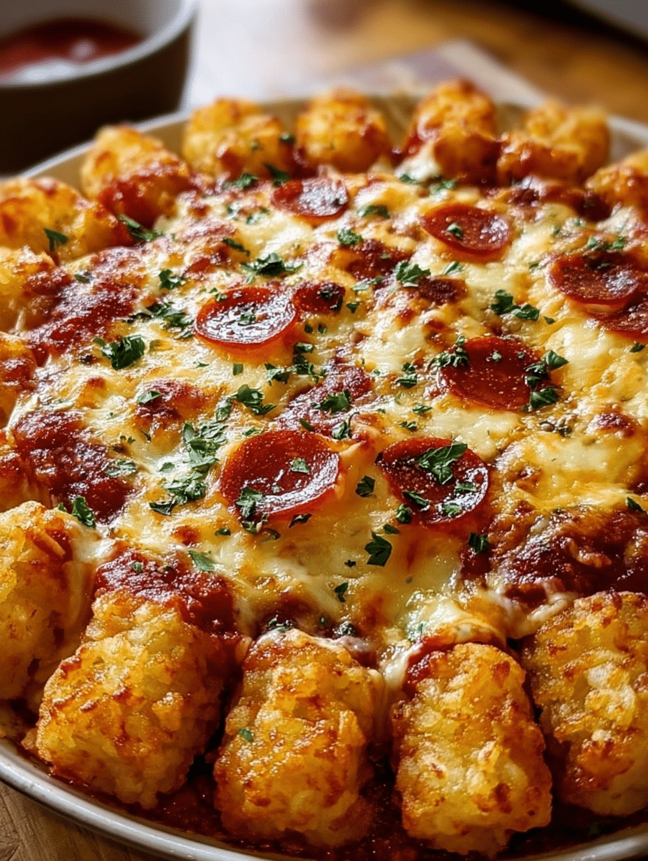 Casserole de Tater Tots Façon Pizza Pepperoni
