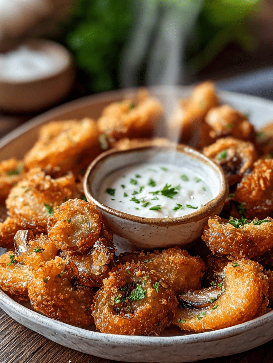 Champignons Frits Croustillants avec Sauce à l’Ail
