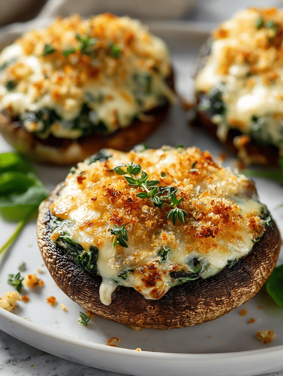 Champignons Portobello Farcis aux Épinards, Ail & Fromage