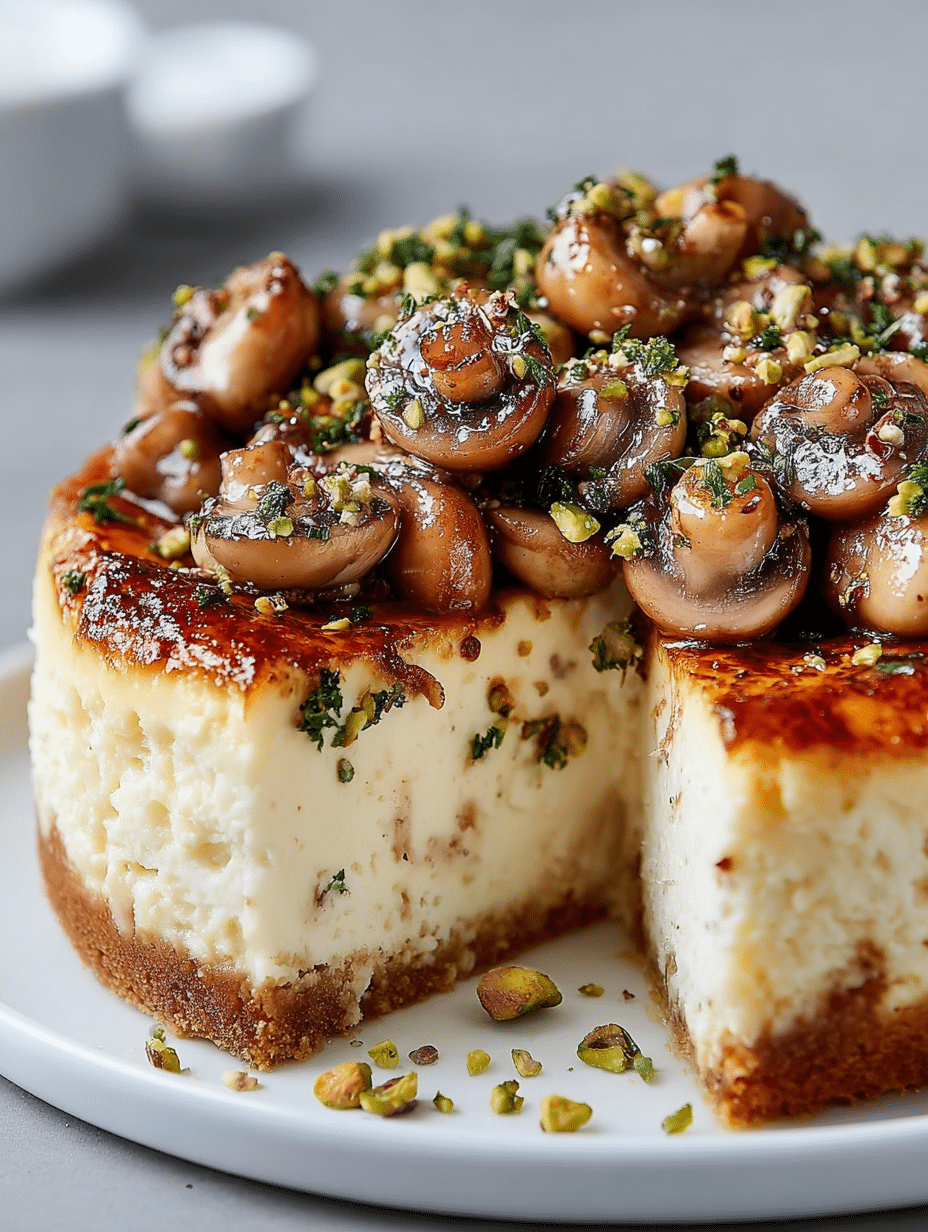 Cheesecake Salé aux Pistaches et Champignons avec Croûte au Feta