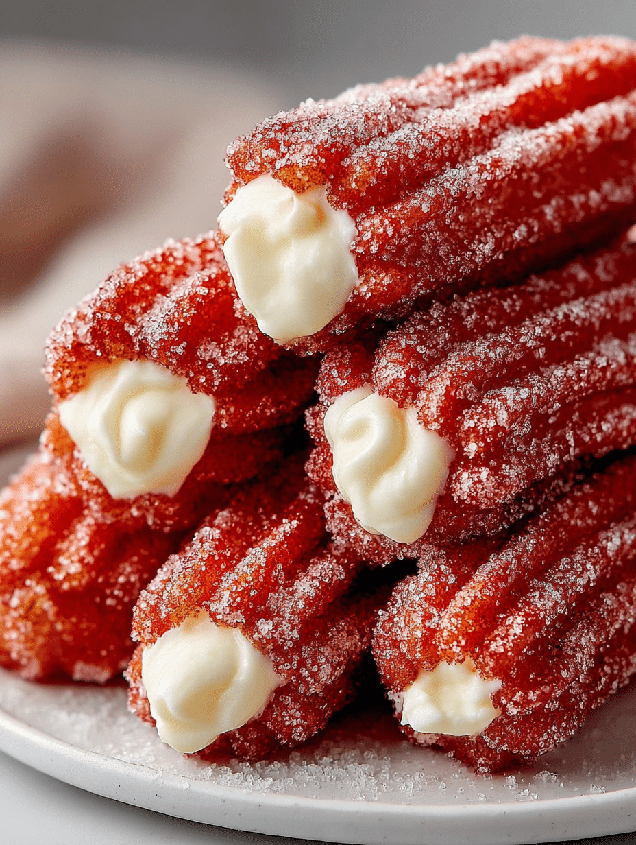 Churros Red Velvet avec Garniture au Fromage à la Crème
