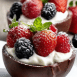 Coupelles en Chocolat avec Crème au Mascarpone & Fruits Rouges