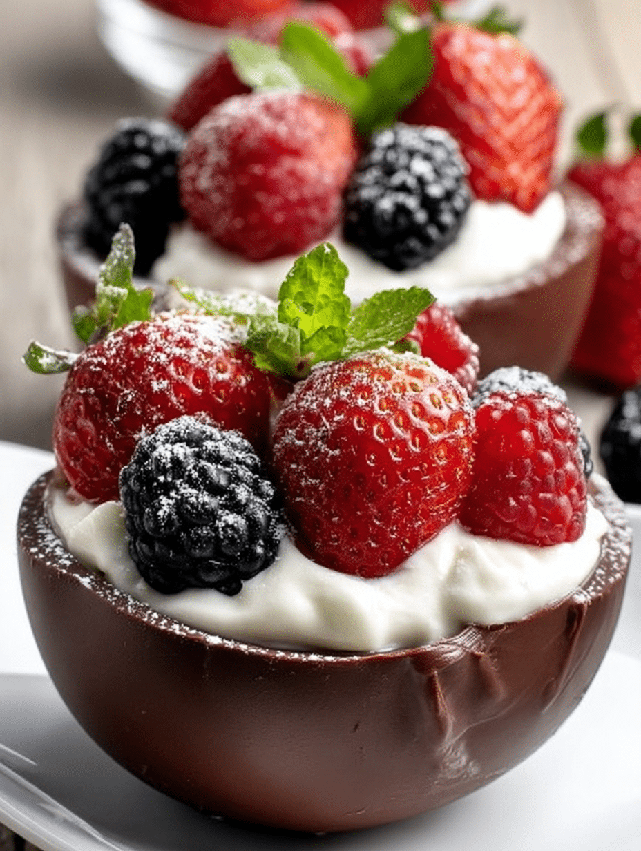 Coupelles en Chocolat avec Crème au Mascarpone & Fruits Rouges