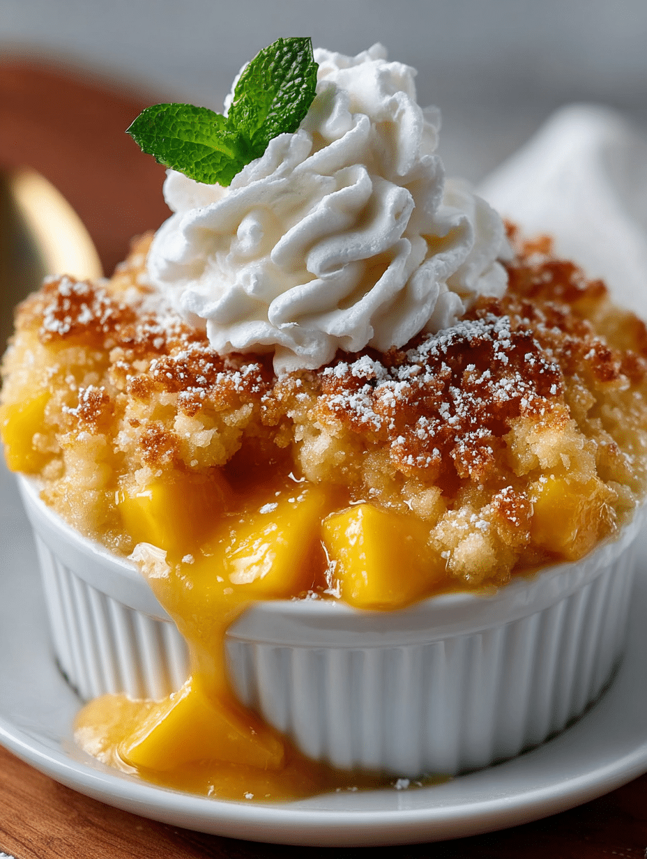 Crumble Doré à la Mangue avec Crème Fouettée