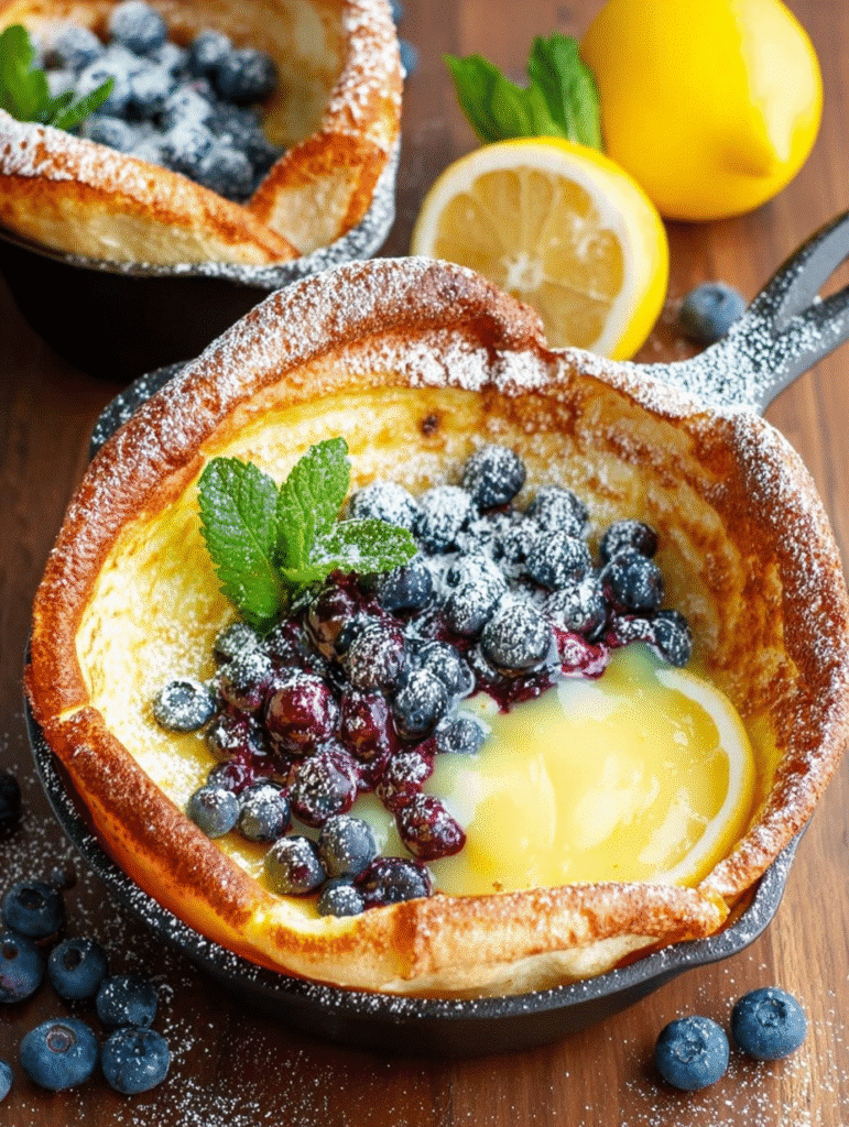 Dutch Baby Pancake au Lemon Curd & Myrtilles