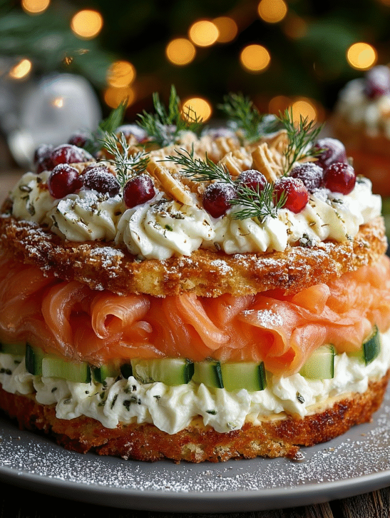 Gâteau Sandwich Salé au Saumon & Concombre