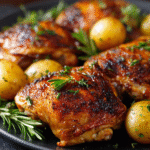 Hauts de Cuisse de Poulet Rôtis aux Herbes et Pommes de Terre Nouvelles
