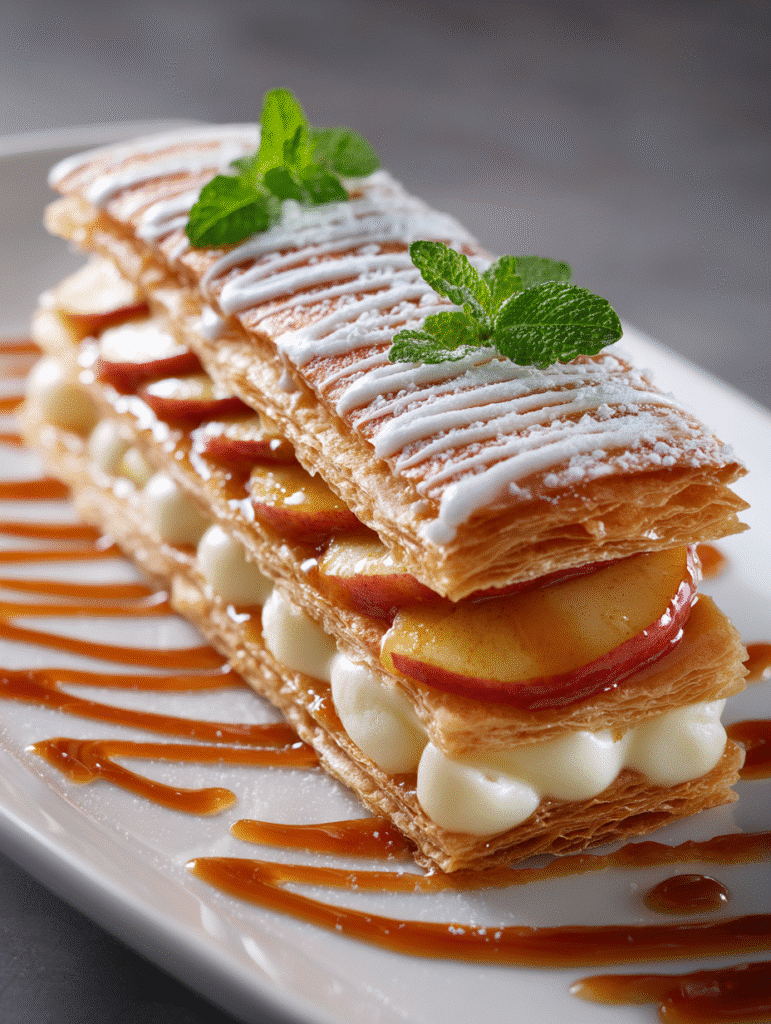 Mille-Feuille aux Pommes et Crème Vanille