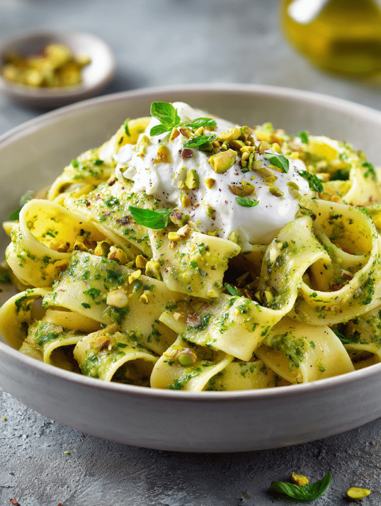 Pappardelle au Pesto de Pistaches & Burrata