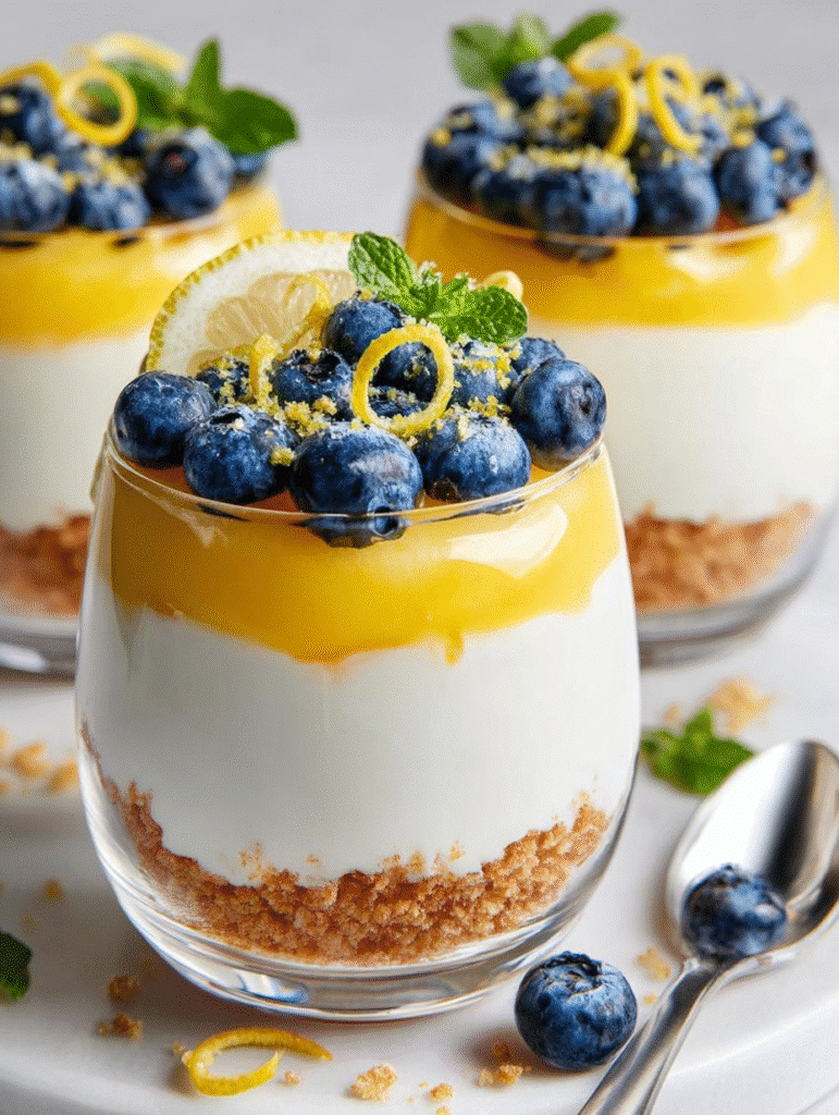 Parfaits Cheesecake au Citron et aux Myrtilles