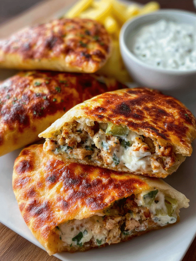 Pitas Croustillantes Farcies au Poulet & à la Feta