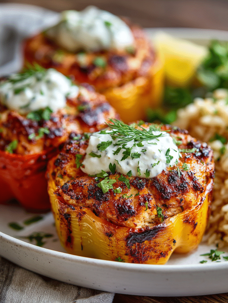 Poivrons Farcis Méditerranéens avec Tzatziki