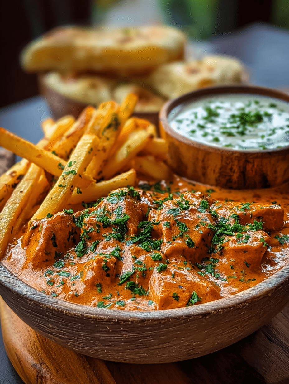 Poulet Beurre Crémeux avec Frites, Sauce à l’Ail & Naan : découvrez une recette irrésistible ! 4 Poulet Beurre Crémeux avec Frites, Sauce à l’Ail & Naan
