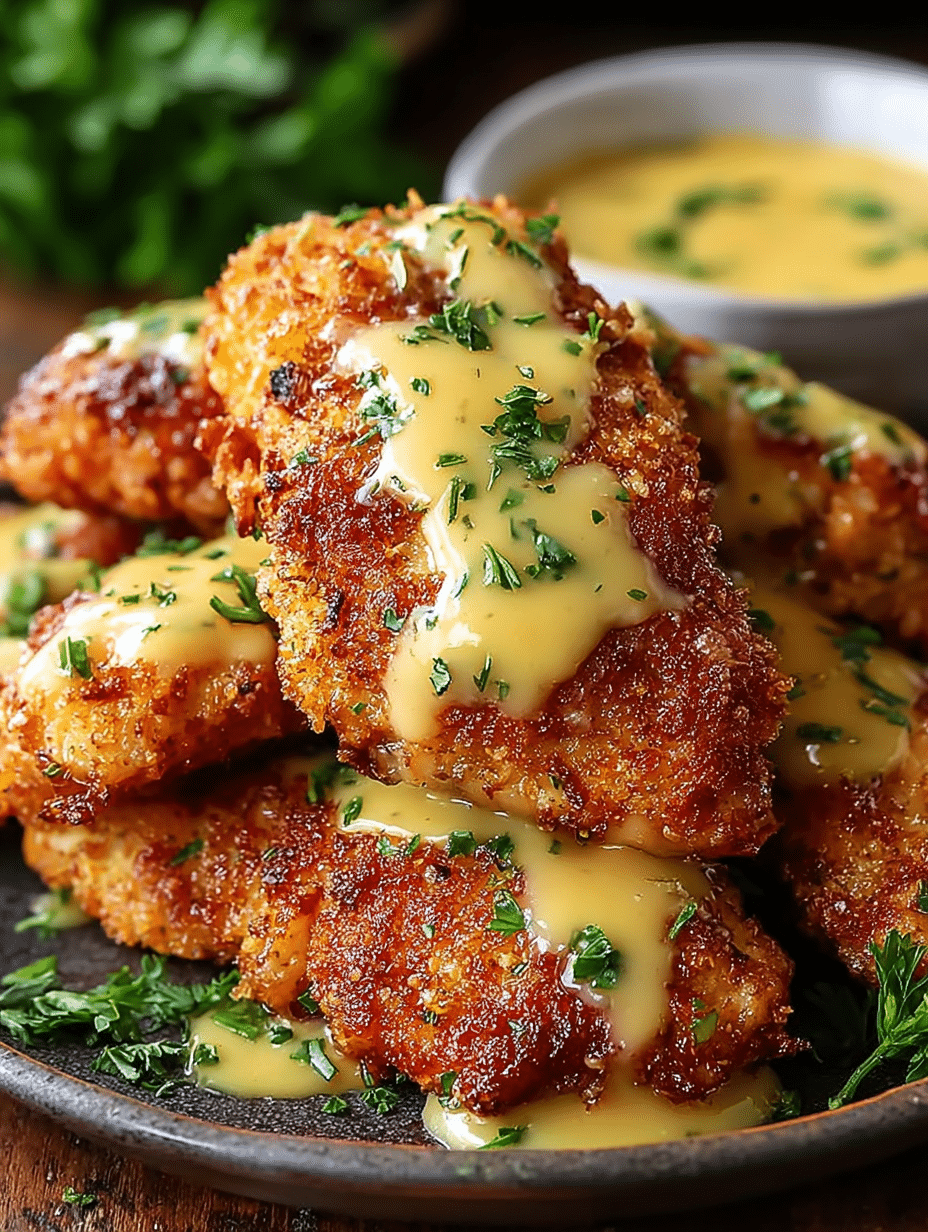 Poulet Croquant avec Sauce Moutarde au Miel