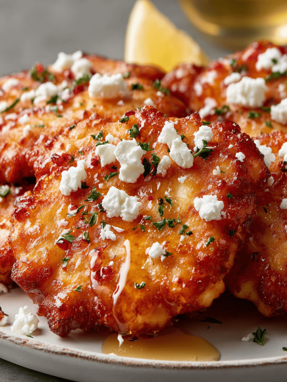 Poulet croustillant au miel pimenté et à la feta : savourez cette recette irrésistible ! 4 Poulet croustillant au miel pimenté et à la feta