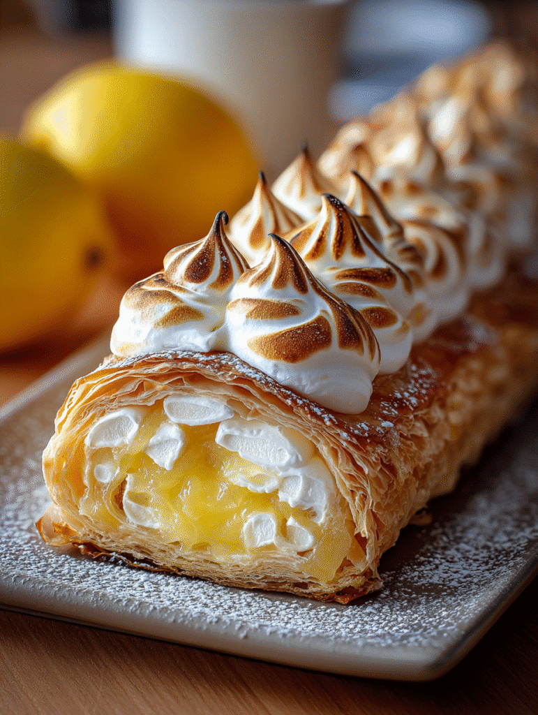 Roulé Feuilleté à la Meringue Citronnée
