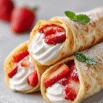 Roulés de Crêpes à la Fraise et à la Crème : une recette délicieuse à découvrir ! 3 Roulés de Crêpes à la Fraise et à la Crème