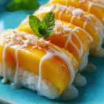 Roulés de Riz Gluant à la Mangue : Découvrez cette recette délicieuse ! 3 Roulés de Riz Gluant à la Mangue