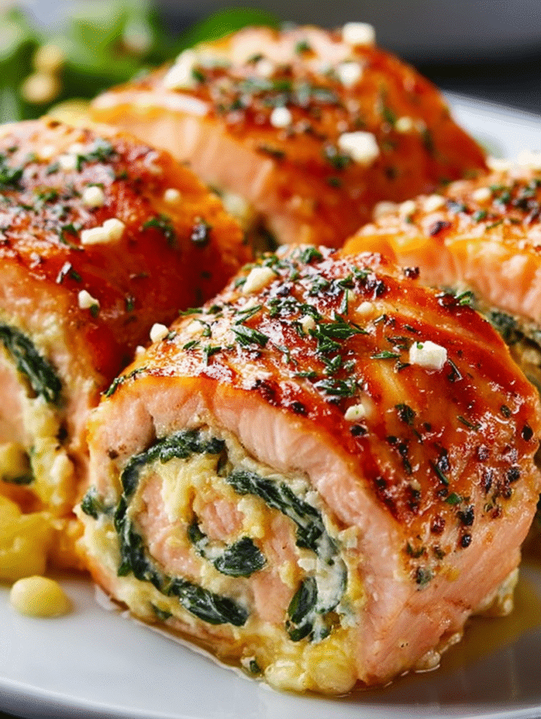Roulés de Saumon Farcis aux Épinards et à la Feta