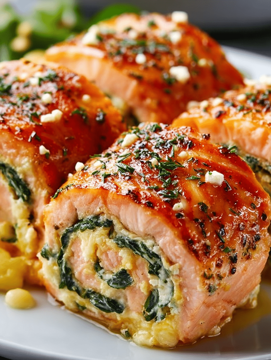 Roulés de Saumon Farcis aux Épinards et à la Feta