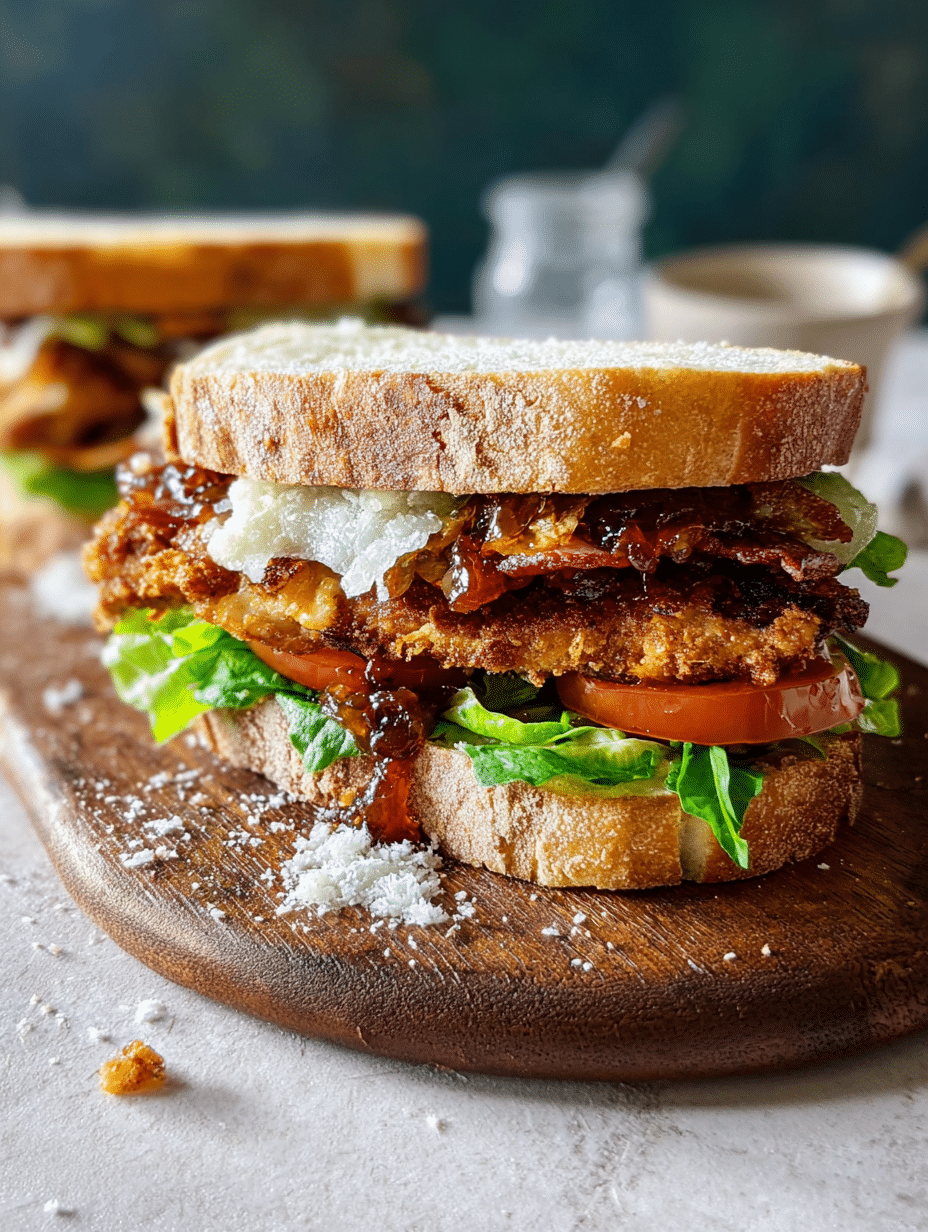 Sandwich BLT au Poulet Croustillant & Confit d’Oignons Caramélisés