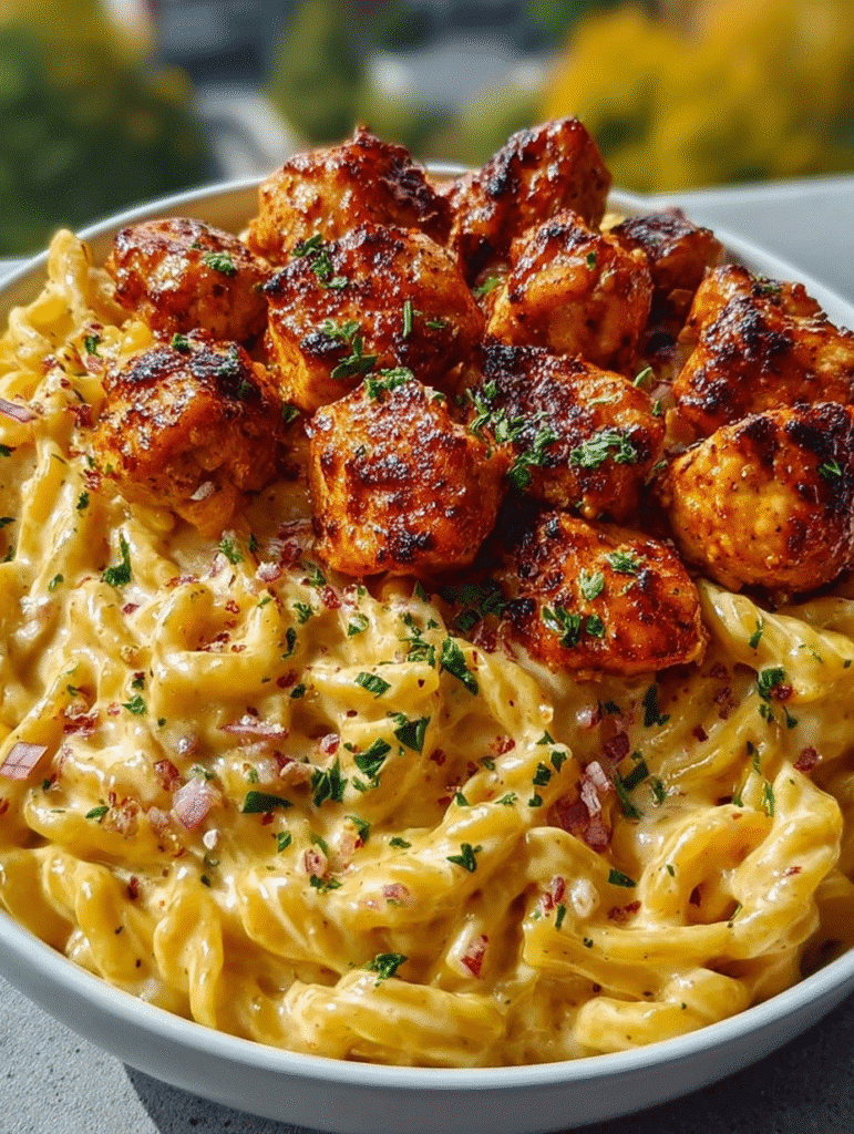 Bouchées de Poulet à l’Ail et au Beurre avec Alfredo Cajun Épicé