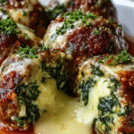 Boulettes de Bœuf à l’Ail et aux Épinards, Farcies à la Mozzarella
