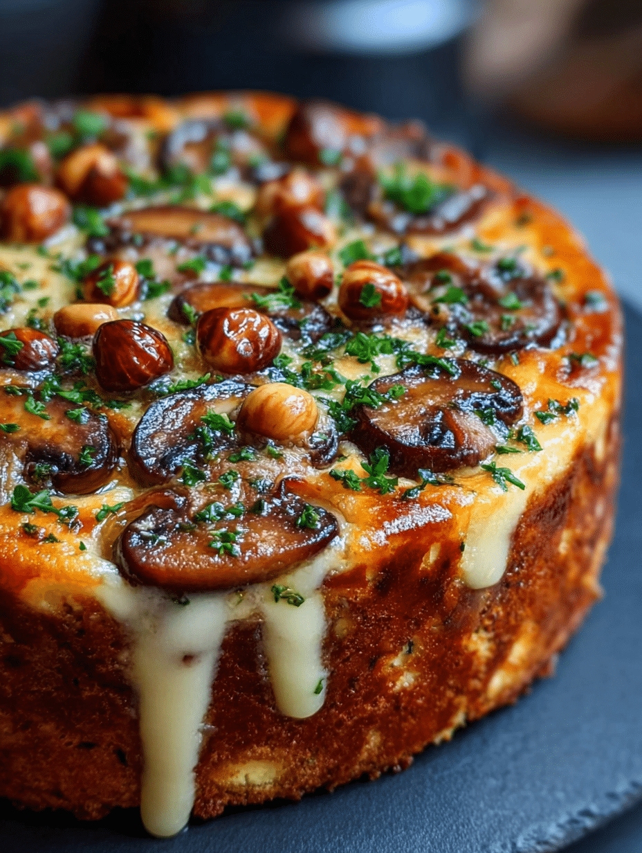 Cake Salé aux Champignons, Comté et Noisettes