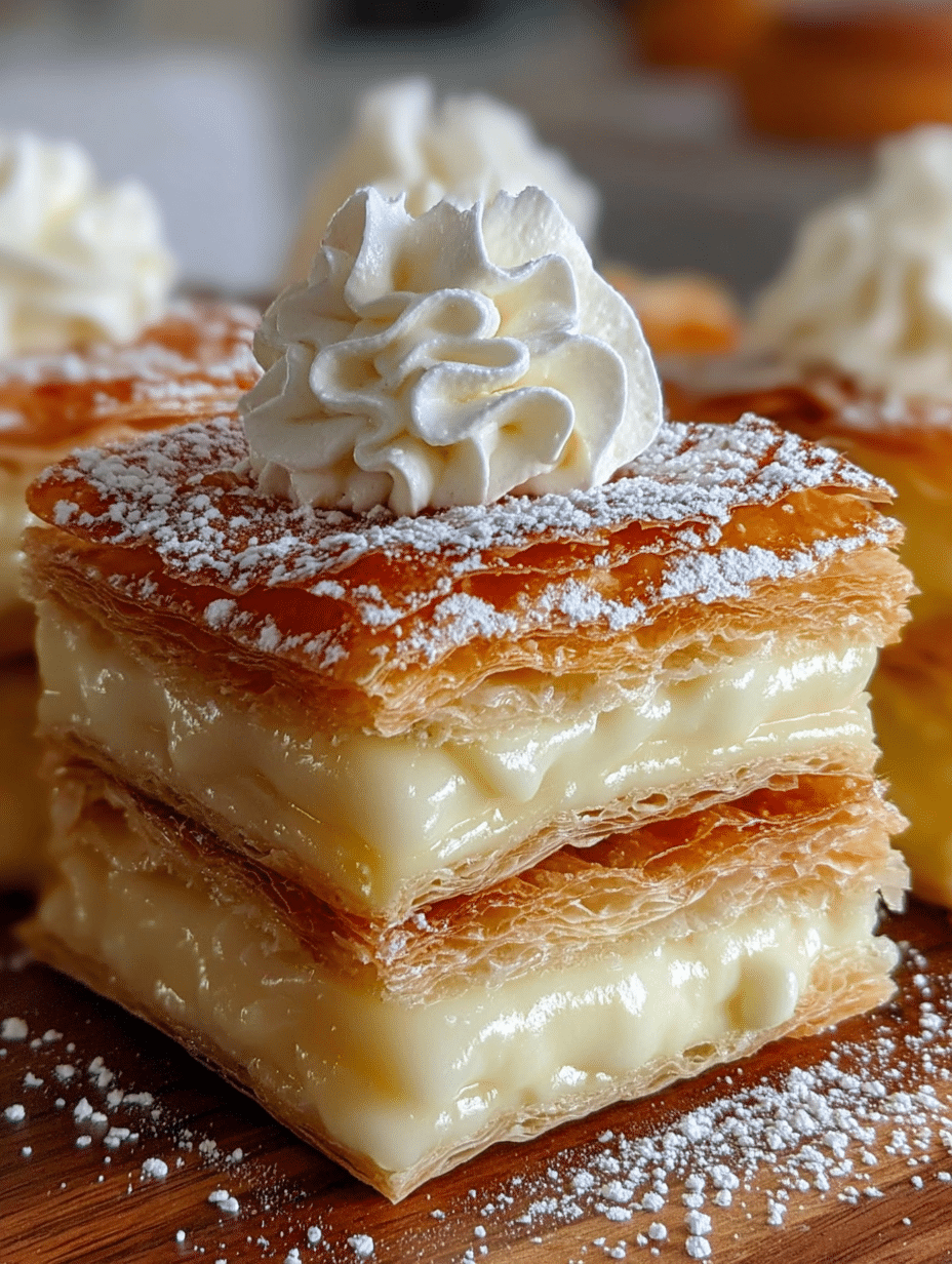 Carrés à la Crème Vanille et Pâte Feuilletée à déguster ! 2 Carrés à la Crème Vanille et Pâte Feuilletée