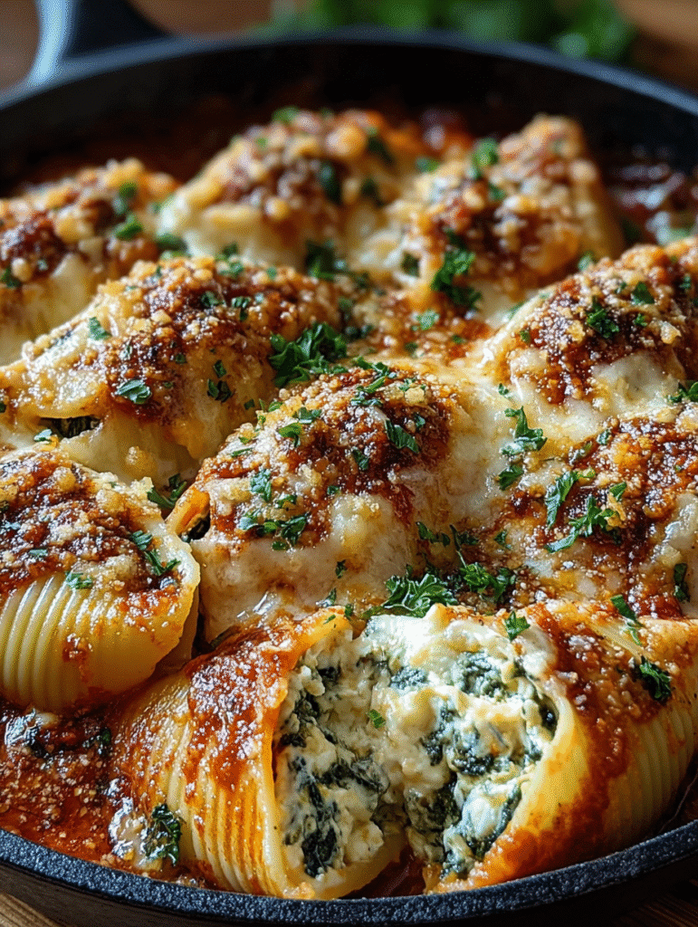 Coquilles Farcies aux Épinards et à la Ricotta dans une Sauce Marinara