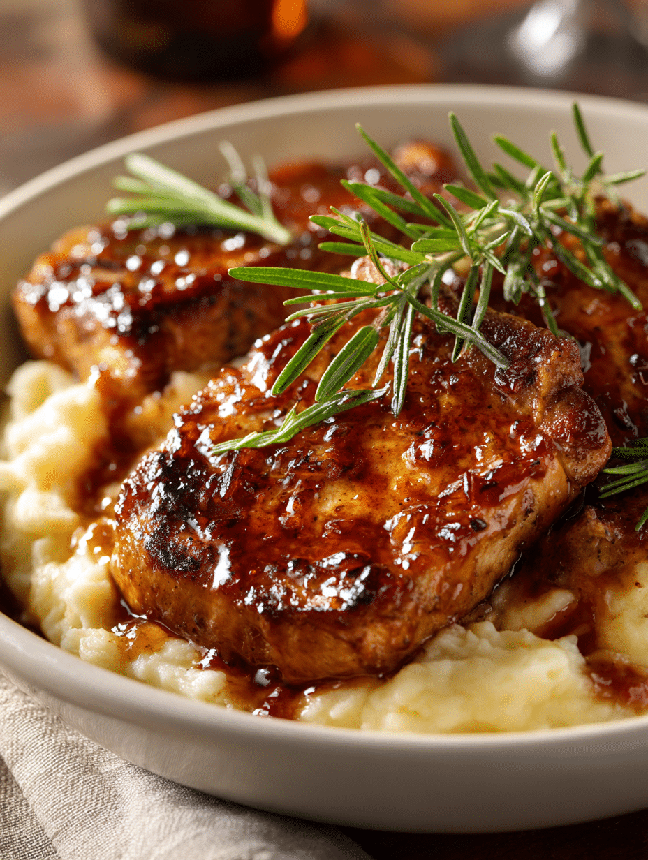 Côtelettes de Porc Glacées au Sucre Brun