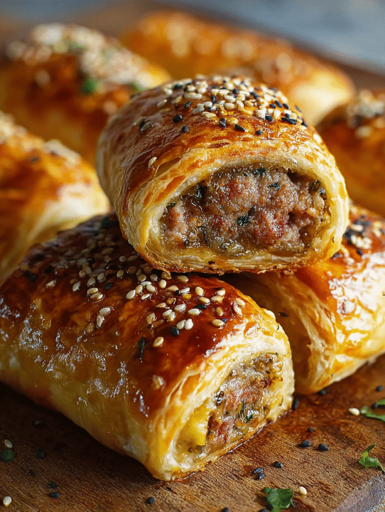 Feuilletés Dorés à la Saucisse et au Beurre aux Herbes