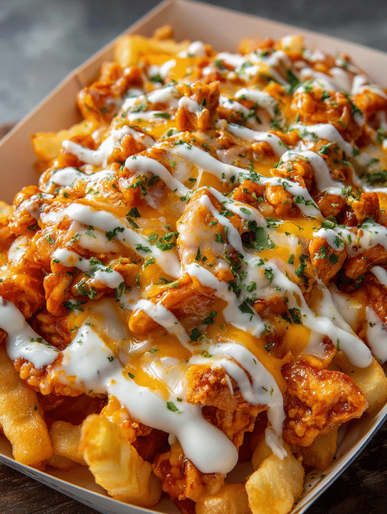 Frites Garnies au Poulet Buffalo