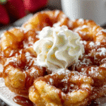 Frites de Gâteau Entonnoir au Caramel et à la Crème Fouettée