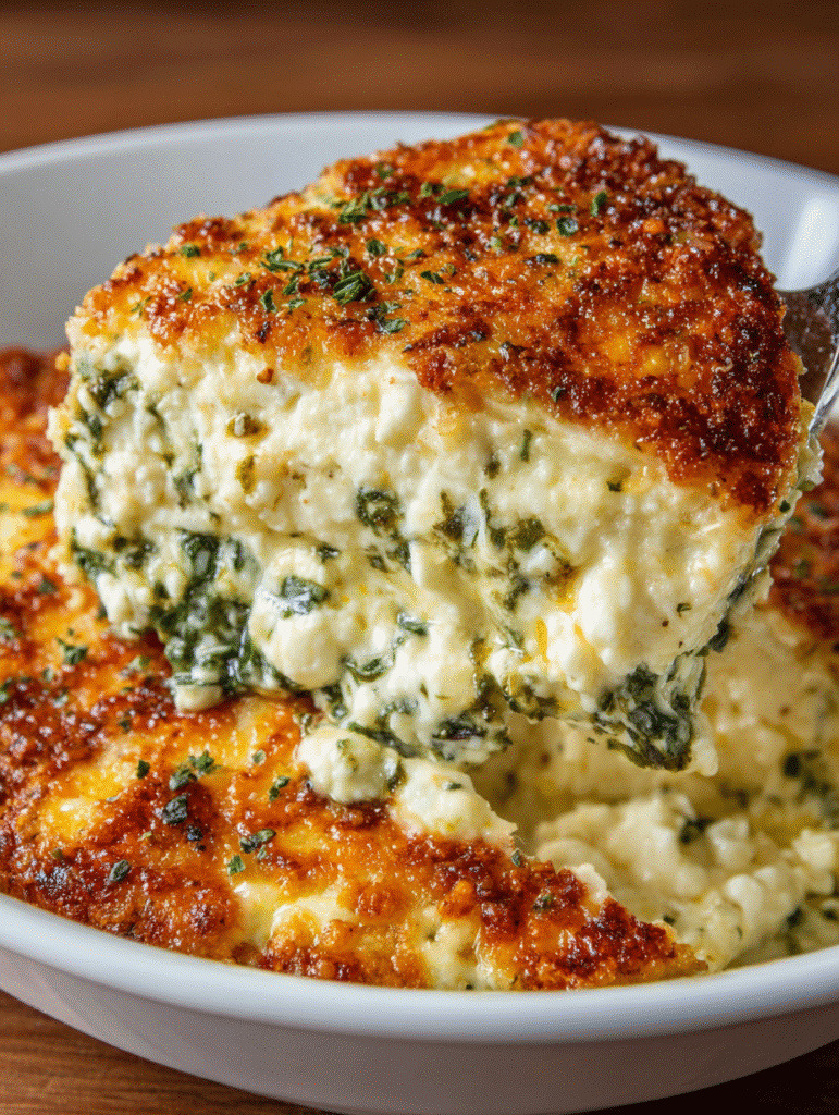 Gratin Italien au Fromage, Épinards, Mozzarella et Ricotta