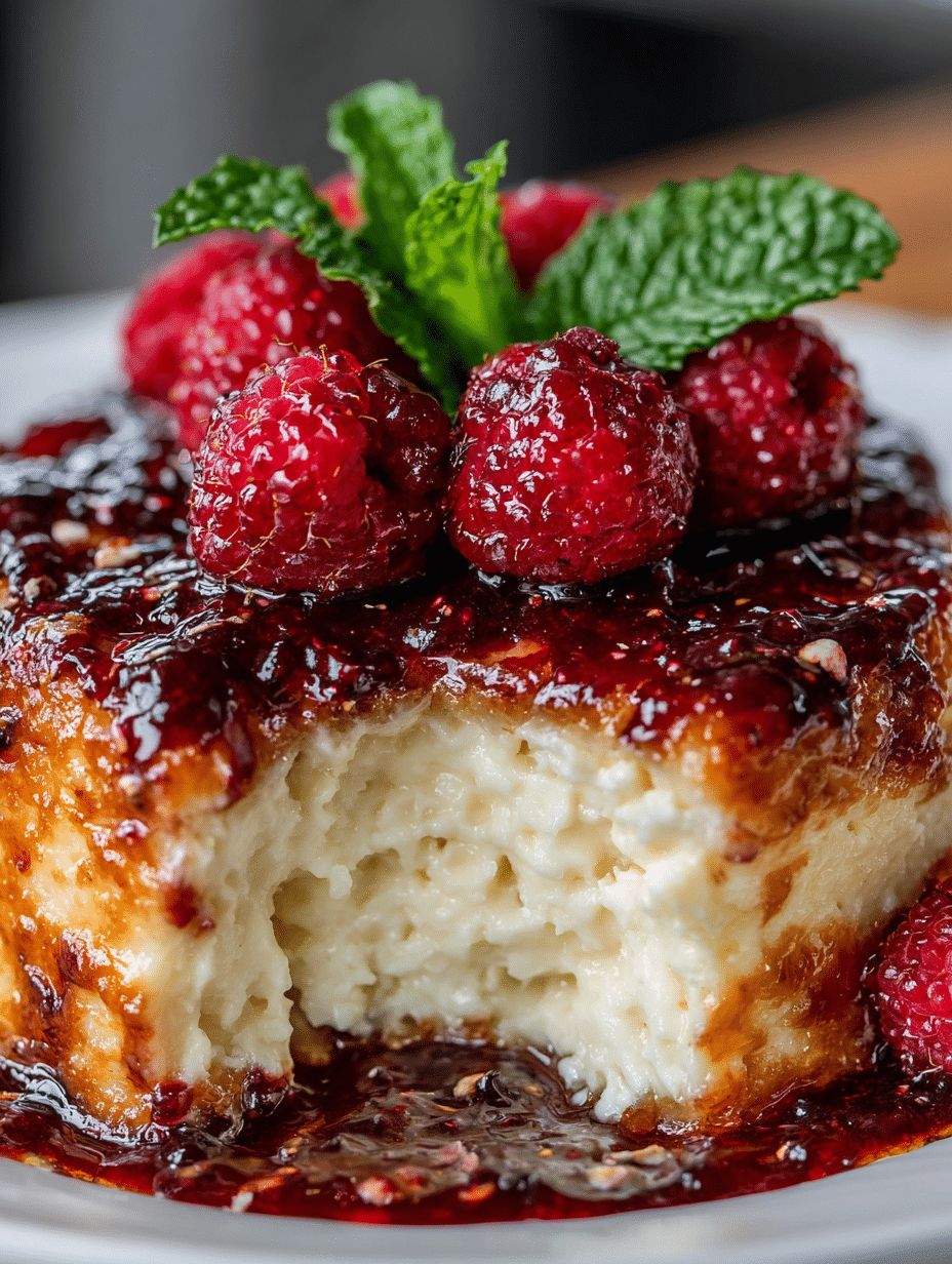 Gâteau Fondant à la Ricotta et au Glaçage Framboise