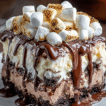 Gâteau S’mores Glacé au Chocolat et Marshmallows Grillés