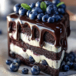 Gâteau Tres Leches au Chocolat et Myrtilles