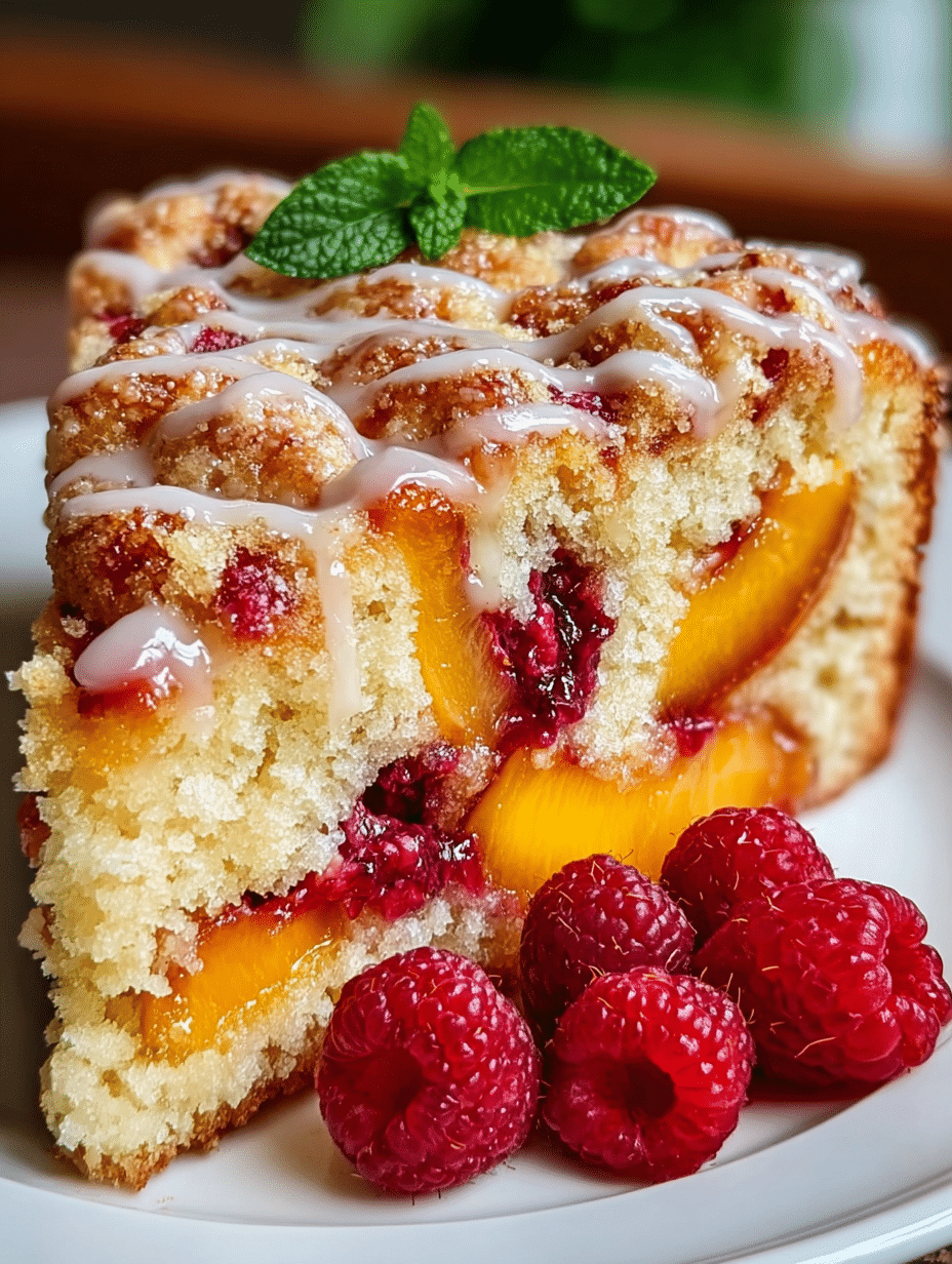 Gâteau aux Pêches et Framboises Juteuses