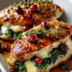 Poitrines de Poulet Farcies au Brie, Épinards et Canneberges
