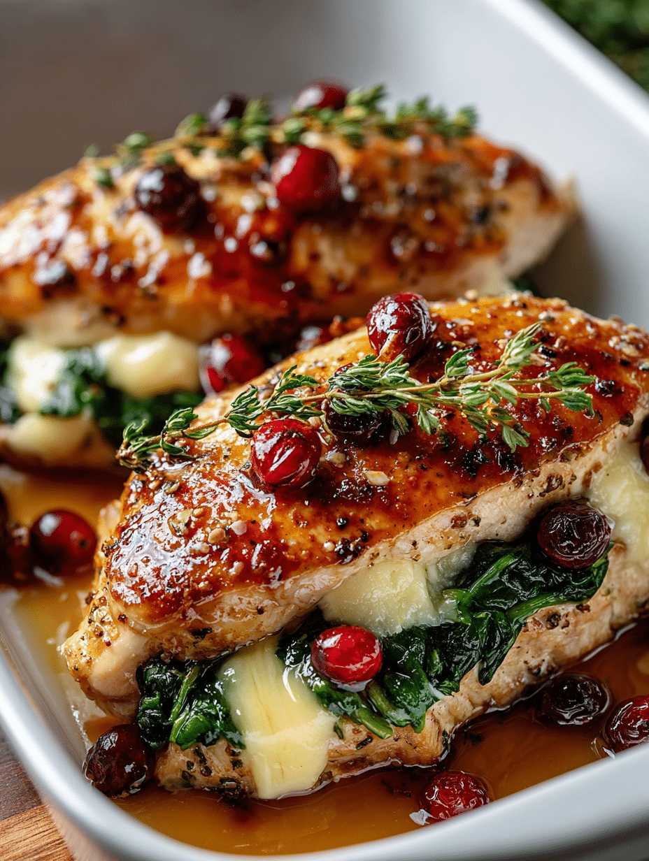Poitrines de Poulet Farcies au Brie, Épinards et Canneberges