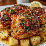 Poulet Rôti au Citron et à l’Ail avec Pommes de Terre